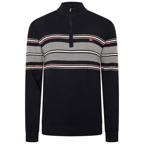 1/4 Zip Stripe Knitted Top