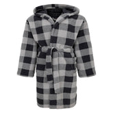 Checked Sherpa Fleece Hooded Dressing Gown