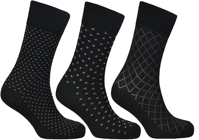 3 Pack Cotton Blend Patterned Socks