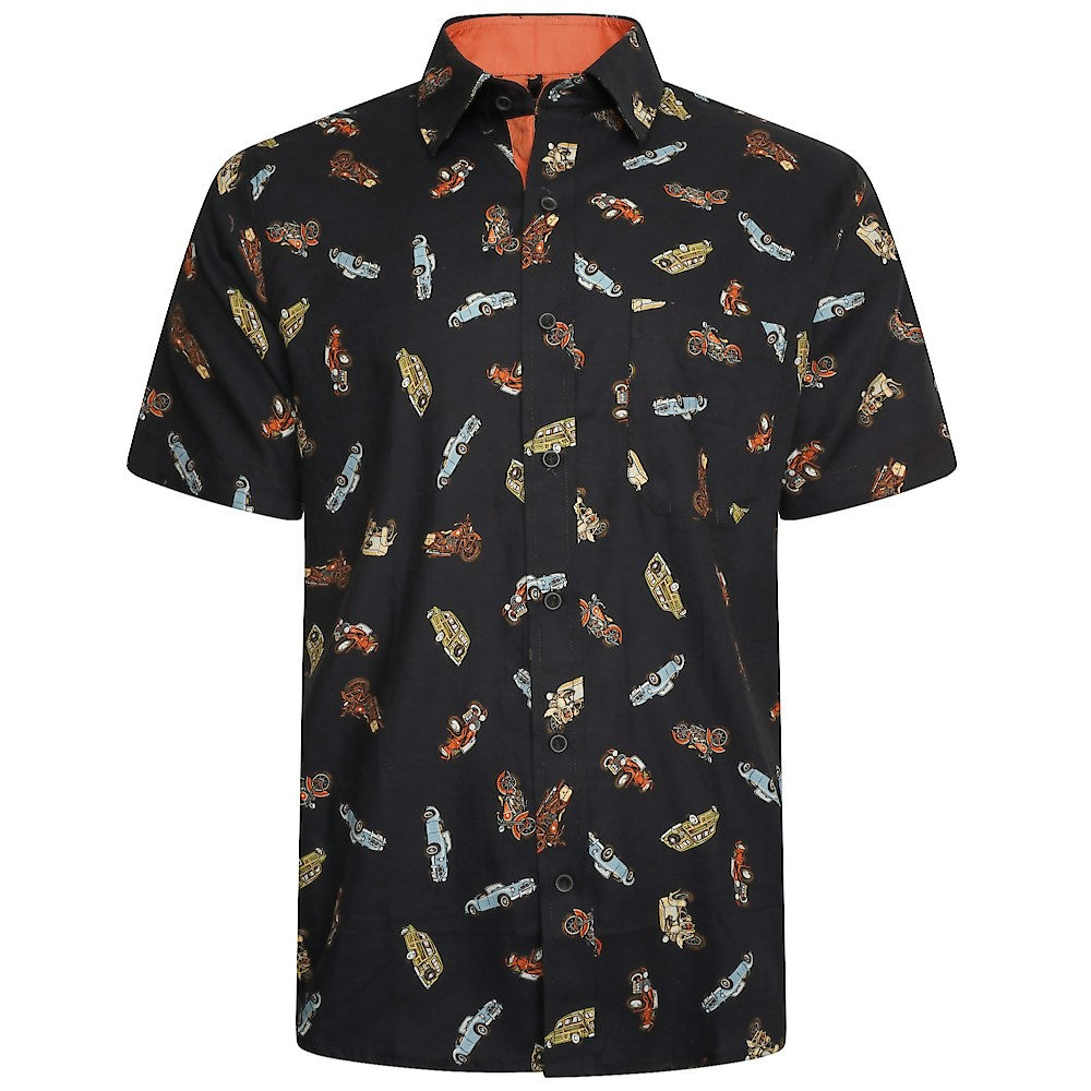 Tall Fit Vintage Car Print Short Sleeve Shirt