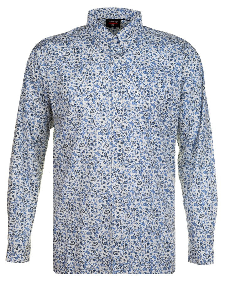Blue Paisley Print Long Sleeve Shirt