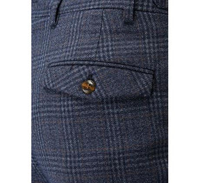 Woolf Navy Check Suit Trousers