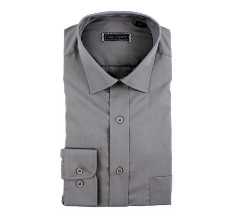 Standard Fit Easycare Long Sleeve Shirt-Grey