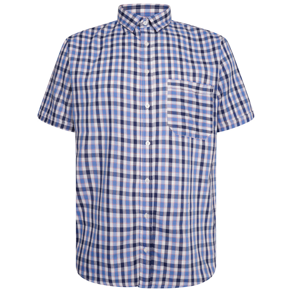 Navy White & Blue Check Short Sleeve Shirt
