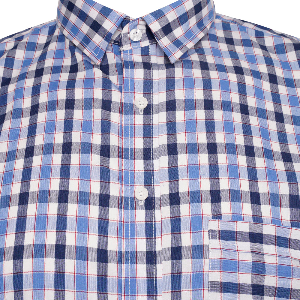 Navy White & Blue Check Short Sleeve Shirt