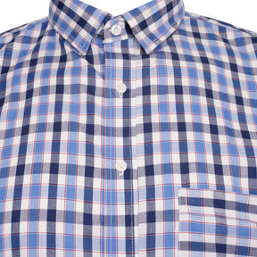 Navy White & Blue Check Short Sleeve Shirt